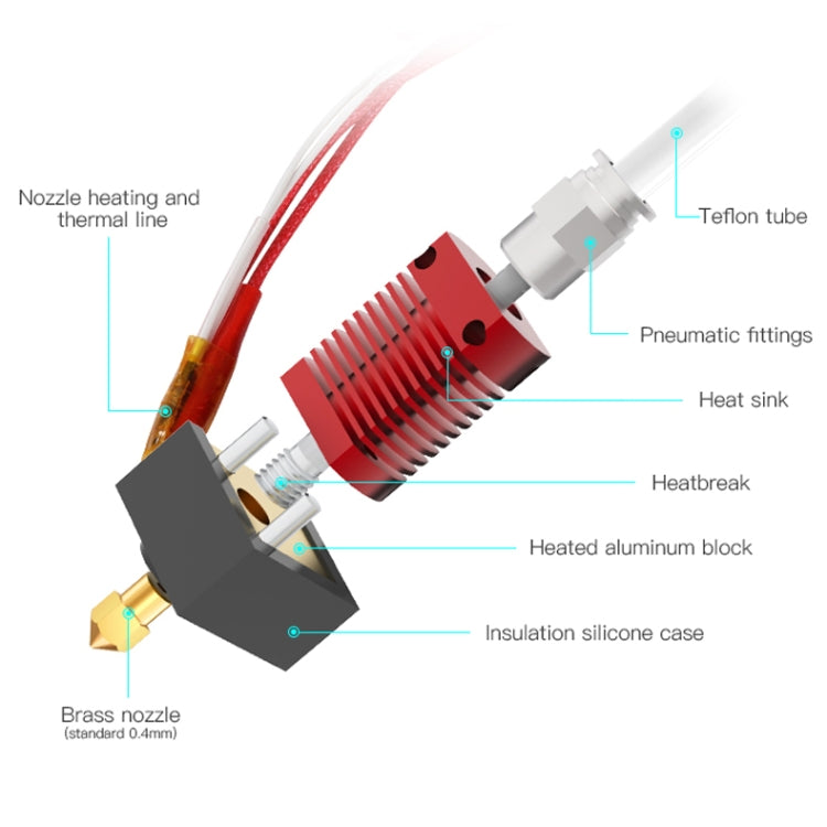 Creality-Kit de extremo caliente de boquilla extrusora, 24V, 40W, con termistor de temperatura y tubo calefactor para impresora 3D Ender-3