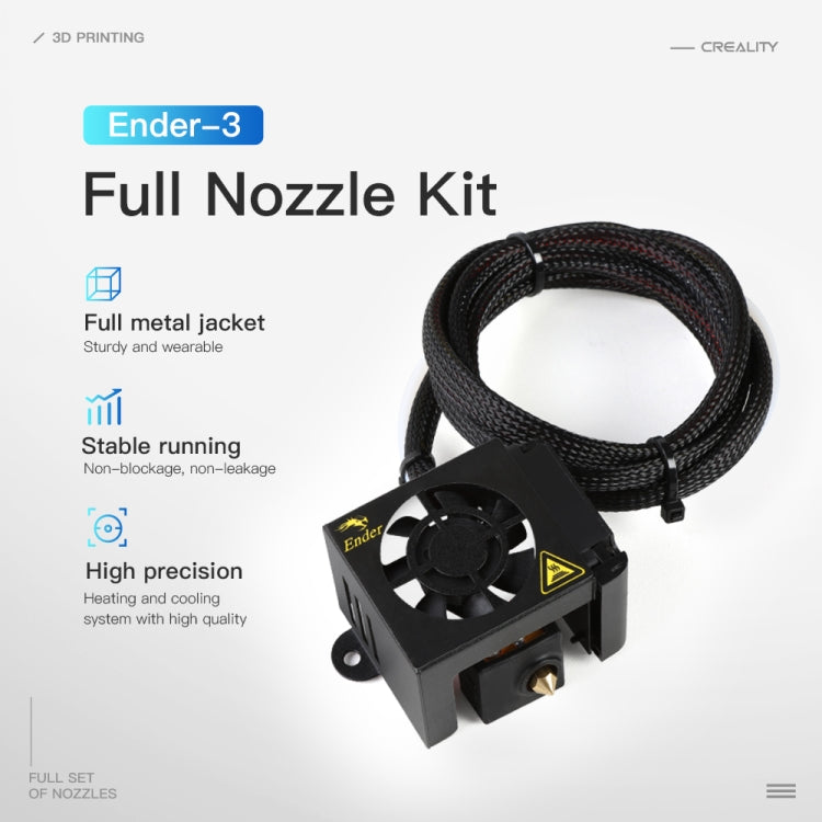 Creality-extrusora de boquilla completa de 24V y 40W, Kit de extremo caliente con boquilla extrusora, ventilador de refrigeración y carcasa para impresora 3D Ender-3
