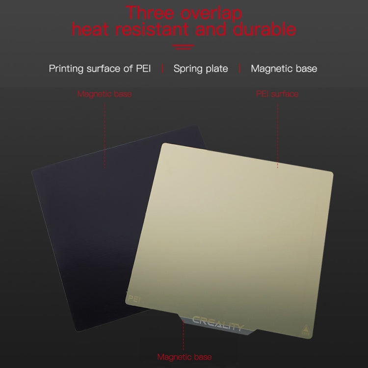 Placa de impresión Creality PEI, hoja de acero con resorte PEI de doble cara con Base magnética para pieza de impresora 3D Ender-3