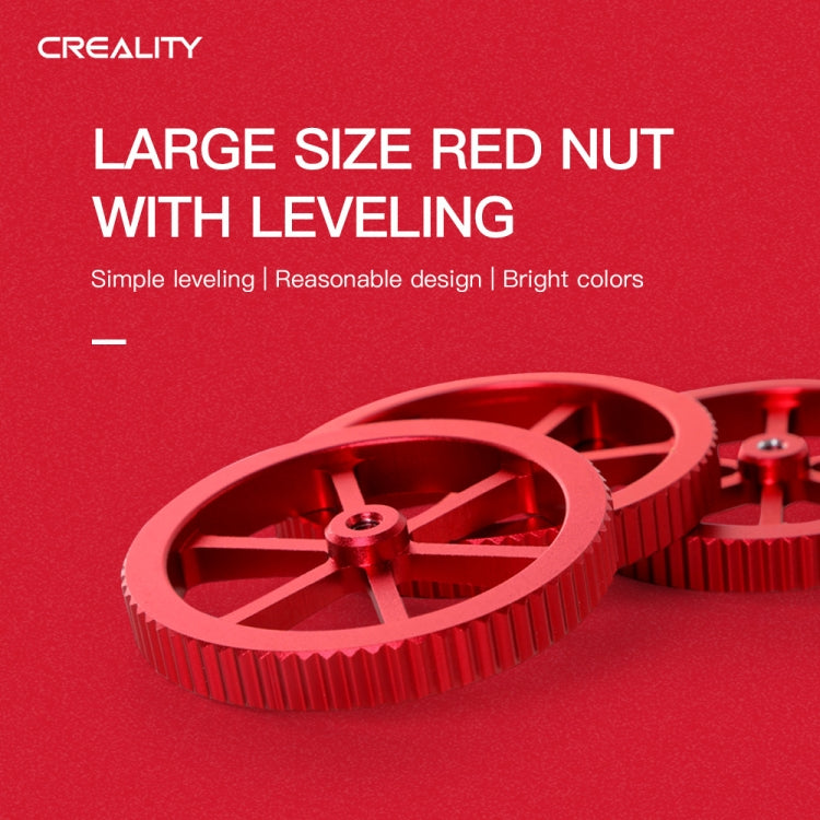Creality Metal Red Tuerca niveladora atornillada a mano para impresora 3D Ender-3 / Ender-3 Pro / Ender-3 V2 / CR-10 Pro V2