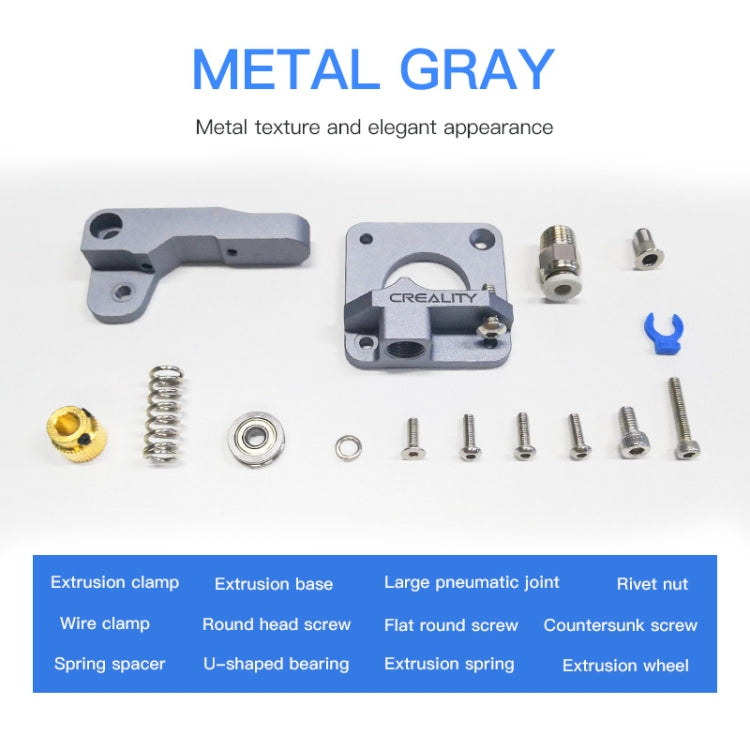 Kit de extrusora Bowden de bloque plateado totalmente metálico Creality para impresora 3D Ender-3 / Ender-3 Pro / Ender-3 V2 / CR-10 Pro V2