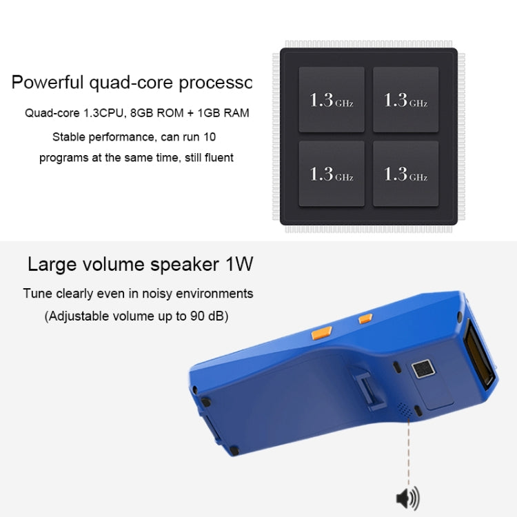 PDA-5501 Multifunción Pantalla IPS de 5,5 pulgadas Protección IP65 Terminal inteligente todo en uno, impresora de línea térmica incorporada, micrófono y altavoz, compatible con WiFi, Bluetooth y GPS