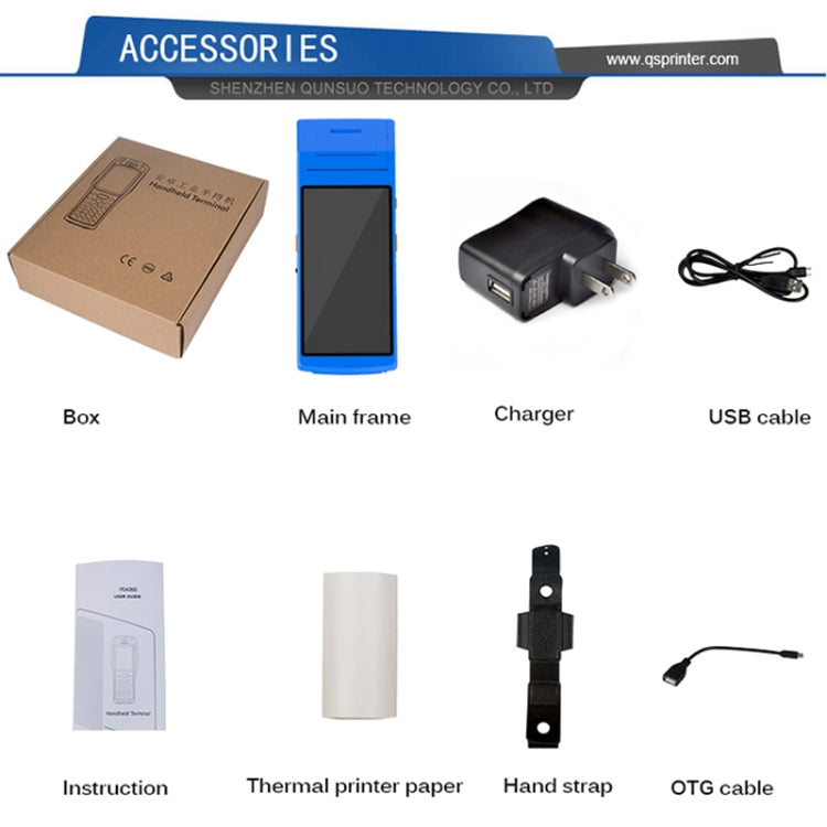 PDA-5501 Multifunción Pantalla IPS de 5,5 pulgadas Protección IP65 Terminal inteligente todo en uno, impresora de línea térmica incorporada, micrófono y altavoz, compatible con WiFi, Bluetooth y GPS