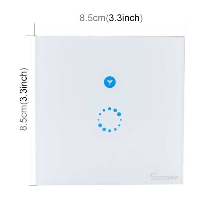 Sonoff Touch Interruptor de pared con panel de vidrio templado de 86 mm, 1 unidad, interruptor táctil para luz de hogar inteligente, compatible con Alexa y Google Home, CA 90 V-250 V 400 W 2 A, 86mm