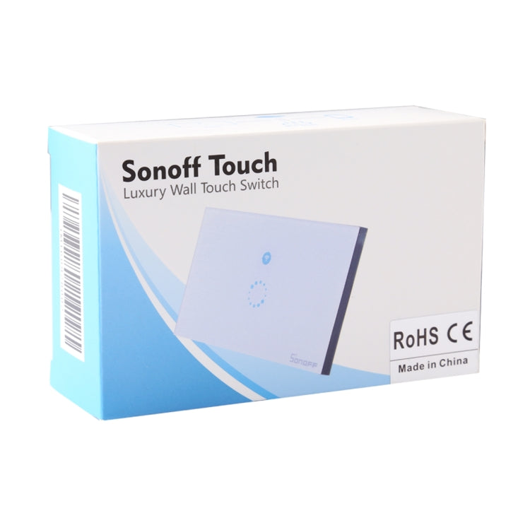 Sonoff Touch Interruptor de pared con panel de vidrio templado de 120 mm, 1 unidad, interruptor táctil para luz de hogar inteligente, compatible con Alexa y Google Home, CA 90 V-250 V 400 W 2 A, 120mm