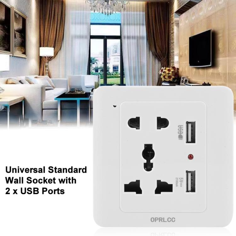 Toma de pared estándar universal con 2 puertos USB