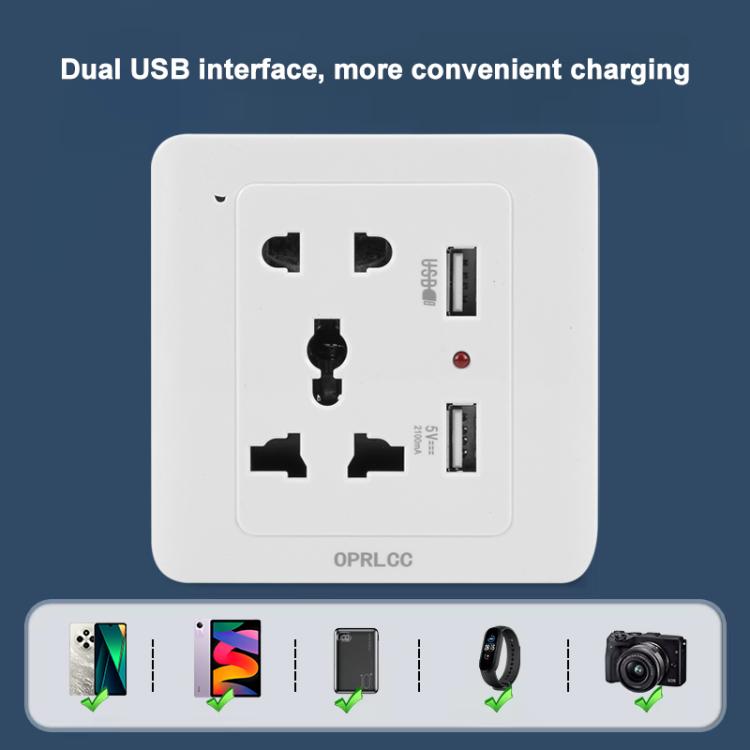 Toma de pared estándar universal con 2 puertos USB