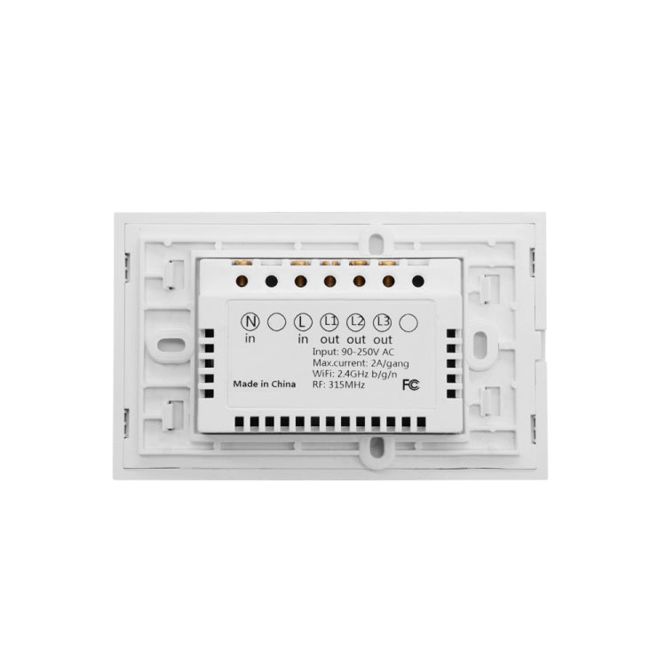 WS-US-02 Aplicación EWeLink y control táctil 2A Interruptor de pared inteligente con panel de vidrio templado de 2 bandas, CA 90 V-250 V, enchufe de EE. UU., 2 Gangs