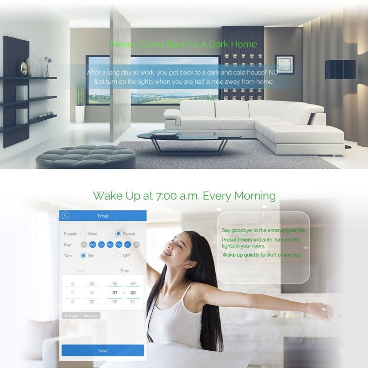 WS-US-02 Aplicación EWeLink y control táctil 2A Interruptor de pared inteligente con panel de vidrio templado de 2 bandas, CA 90 V-250 V, enchufe de EE. UU., 2 Gangs