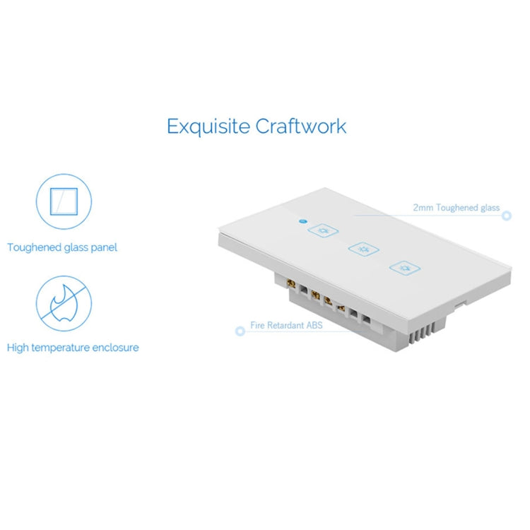WS-US-02 Aplicación EWeLink y control táctil 2A Interruptor de pared inteligente con panel de vidrio templado de 2 bandas, CA 90 V-250 V, enchufe de EE. UU., 2 Gangs
