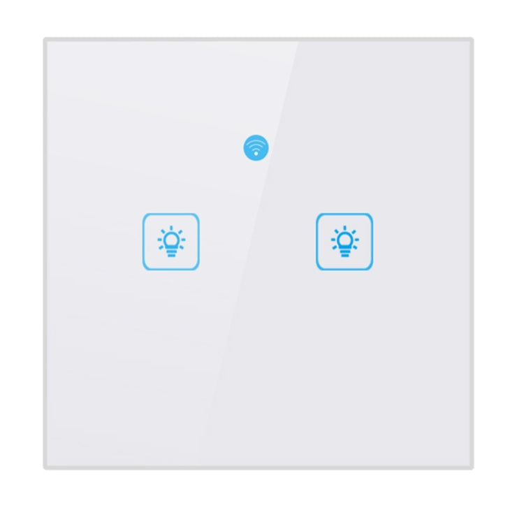 WS-UK-02 Aplicación EWeLink y control táctil 2A Interruptor de pared inteligente con panel de vidrio templado de 2 bandas, CA 90 V-250 V, enchufe del Reino Unido, 2 Gangs