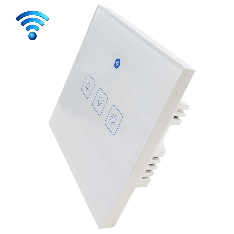 WS-UK-03 Aplicación EWeLink y control táctil 2A Interruptor de pared inteligente con panel de vidrio templado de 3 bandas, CA 90 V-250 V, enchufe del Reino Unido, 3 Gangs