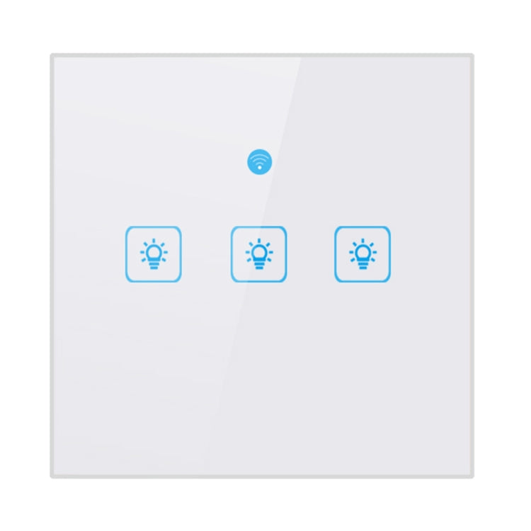 WS-UK-03 Aplicación EWeLink y control táctil 2A Interruptor de pared inteligente con panel de vidrio templado de 3 bandas, CA 90 V-250 V, enchufe del Reino Unido, 3 Gangs