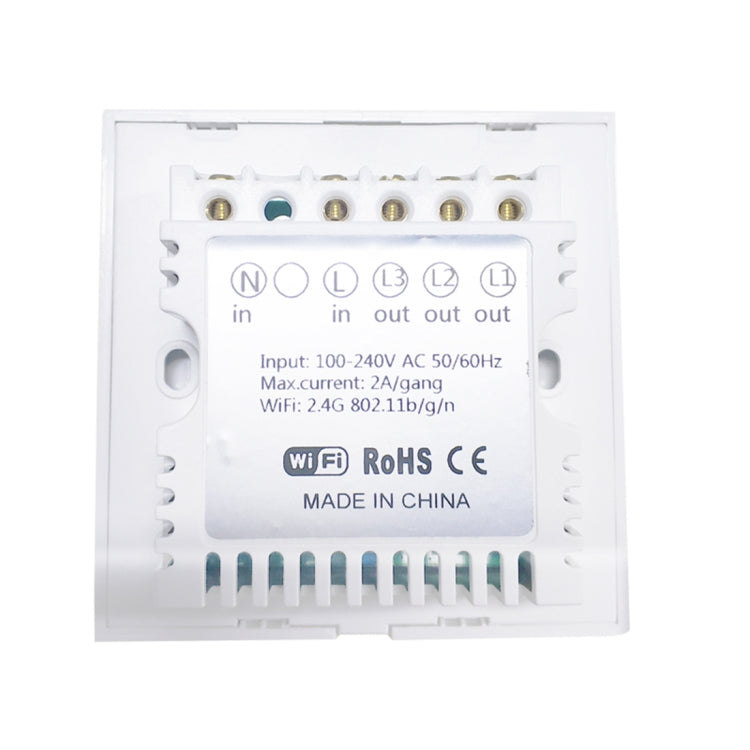 WS-UK-03 Aplicación EWeLink y control táctil 2A Interruptor de pared inteligente con panel de vidrio templado de 3 bandas, CA 90 V-250 V, enchufe del Reino Unido, 3 Gangs