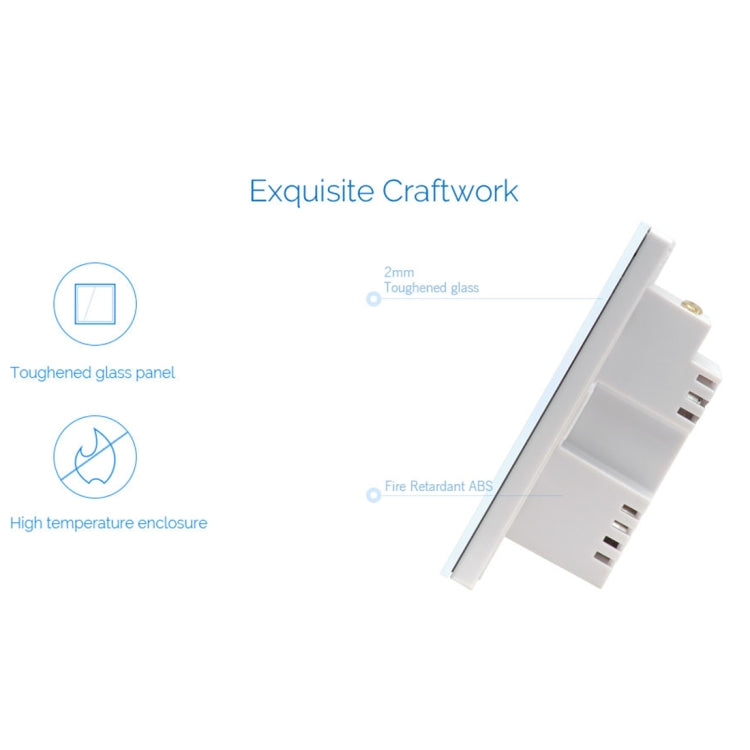 WS-UK-03 Aplicación EWeLink y control táctil 2A Interruptor de pared inteligente con panel de vidrio templado de 3 bandas, CA 90 V-250 V, enchufe del Reino Unido, 3 Gangs