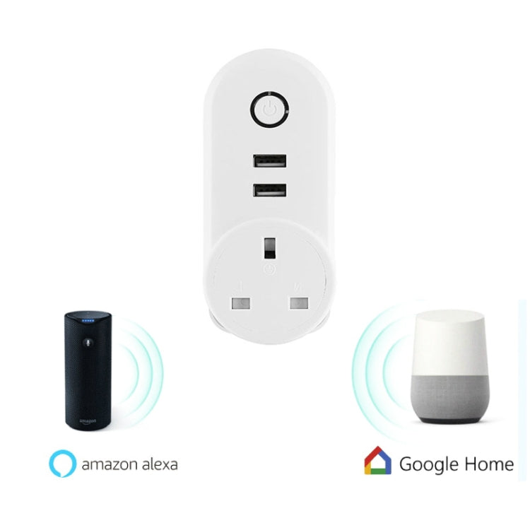 SA-002 2 puertos USB + 1 enchufe europeo WiFi enchufe inteligente, Compatible con Alexa y Google Home, CA 110V-230V, EU Plug, UK Plug, US Plug