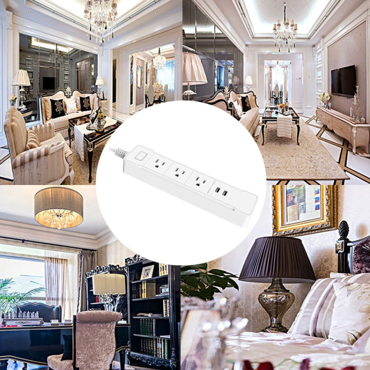 C198B 2 puertos USB + 3 enchufes estadounidenses WiFi enchufe de alimentación inteligente, Compatible con Alexa y Google Home, CA 110V-240V, enchufe estadounidense, Black, White