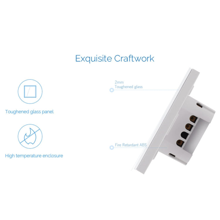 WS-EU-01 Aplicación EWeLink y control táctil 2A Interruptor de pared inteligente con panel de vidrio templado de 1 unidad, CA 90 V-250 V, enchufe de la UE, 1 Gang