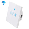 WS-EU-03 Aplicación EWeLink y control táctil 2A Interruptor de pared inteligente con panel de vidrio templado de 3 bandas, CA 90 V-250 V, enchufe de la UE, 3 Gangs