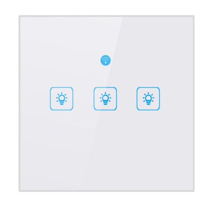 WS-EU-03 Aplicación EWeLink y control táctil 2A Interruptor de pared inteligente con panel de vidrio templado de 3 bandas, CA 90 V-250 V, enchufe de la UE, 3 Gangs