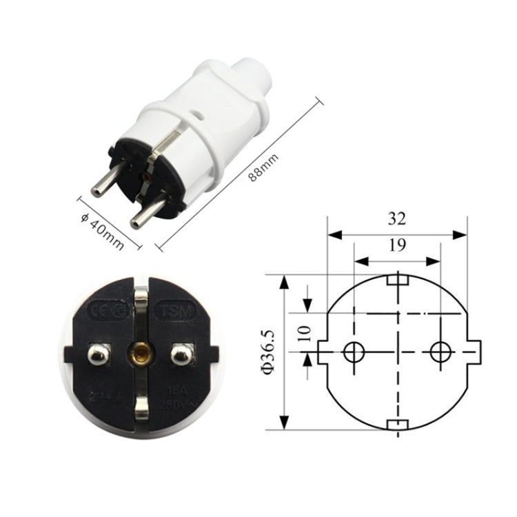 Enchufe de alimentación con cableado desmontable de 16 A, enchufe de la UE