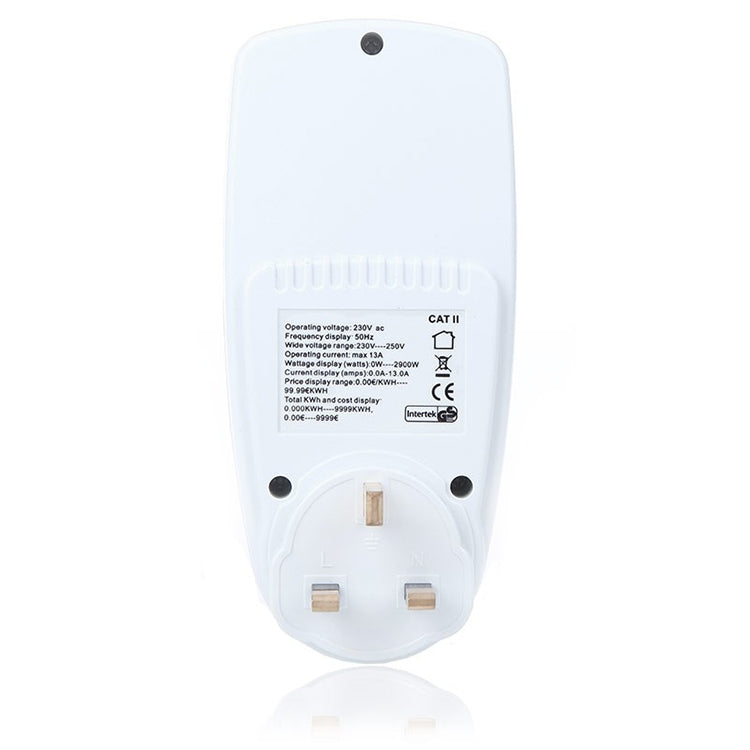 AC 230-250V 50Hz Max 13A Pantalla LCD Medidor de energía Watt Volt Voltaje Analizador de potencia Monitor de electricidad automático Analizador de potencia, enchufe del Reino Unido, AC 230-250V UK Plug