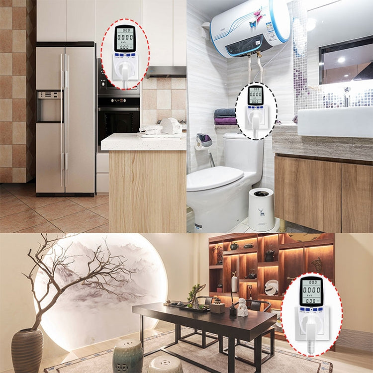 AC 230V 50Hz Max 16A Pantalla LCD Medidor de energía Watt Volt Voltaje Analizador de potencia Monitor de electricidad automático Analizador de potencia, enchufe de la UE, AC 230V EU Plug