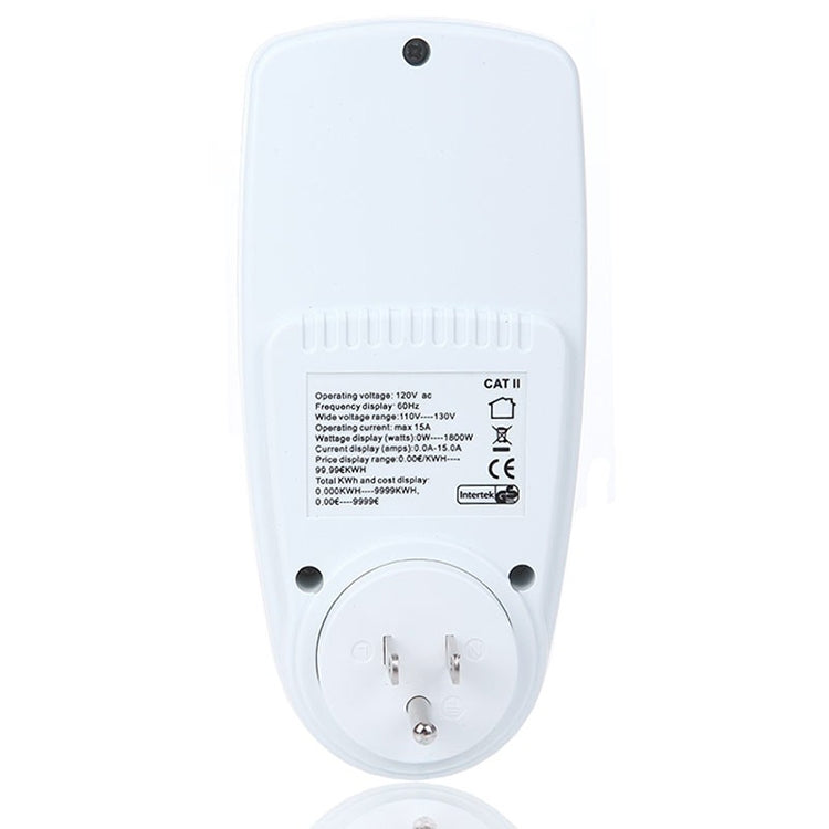 AC 120V 60Hz Max 15A Pantalla LCD Medidor de potencia Energía Watt Amperios Volt Uso de electricidad Monitor Analizador, Enchufe de EE. UU., AC 120V US Plug