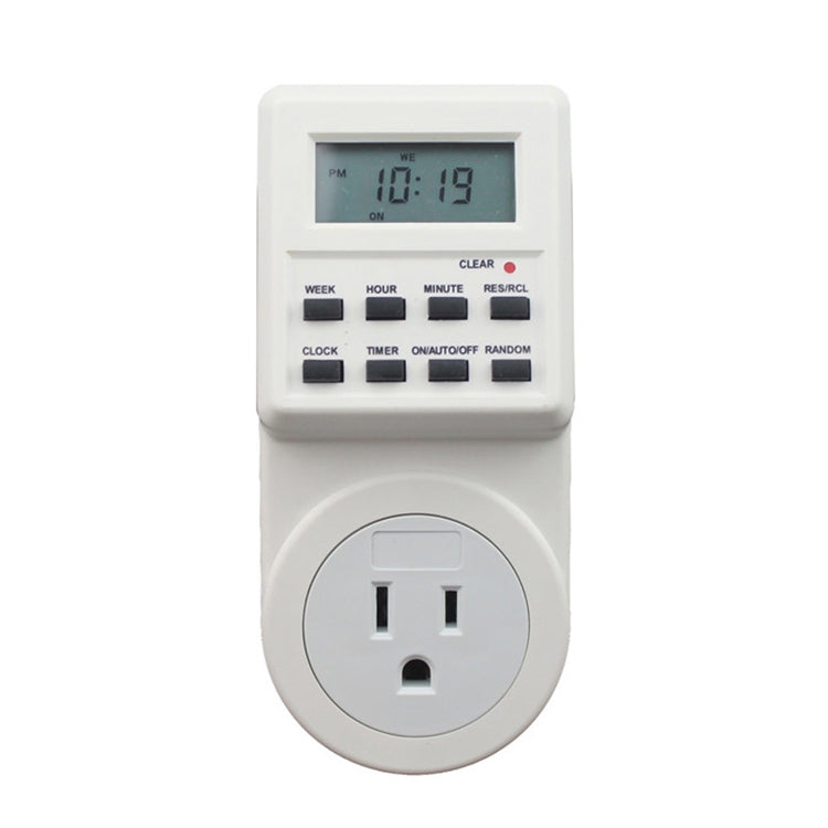 AC 120V Smart Home Plug-in Pantalla LCD Reloj Función de horario de verano 12/24 horas Toma de interruptor de temporizador cambiable, enchufe de EE. UU., AC 120V US Plug