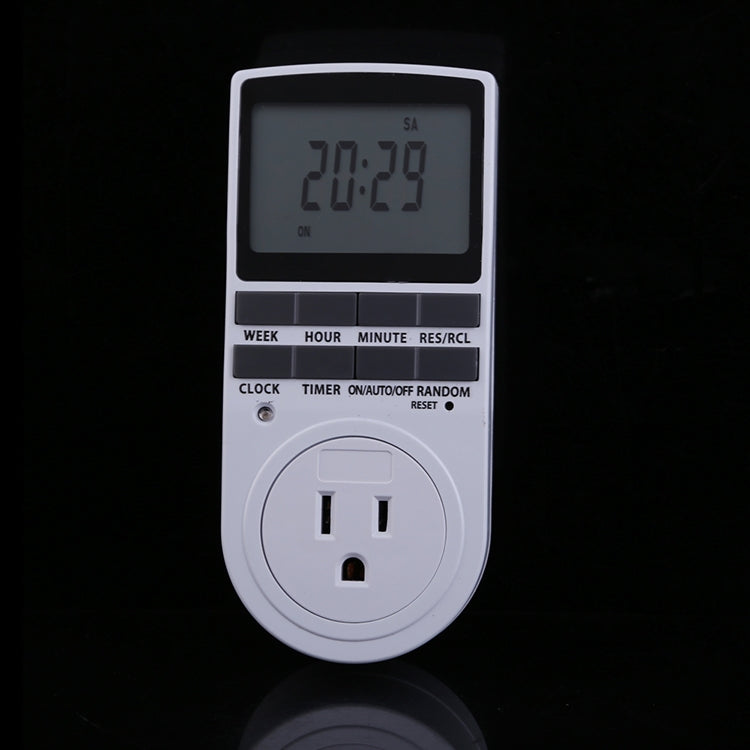 AC 120V Smart Home Plug-in Reloj con pantalla LCD programable Función de horario de verano 12/24 horas Toma de interruptor de temporizador cambiable, enchufe de EE. UU., AC 120V US Plug