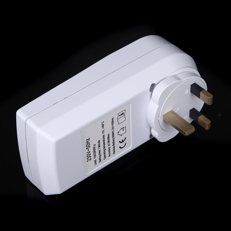 Reloj con pantalla LCD enchufable para hogar inteligente, CA de 230V, función de horario de verano, 12/24 horas, interruptor con temporizador cambiable, enchufe para Reino Unido, AC 230V UK Plug