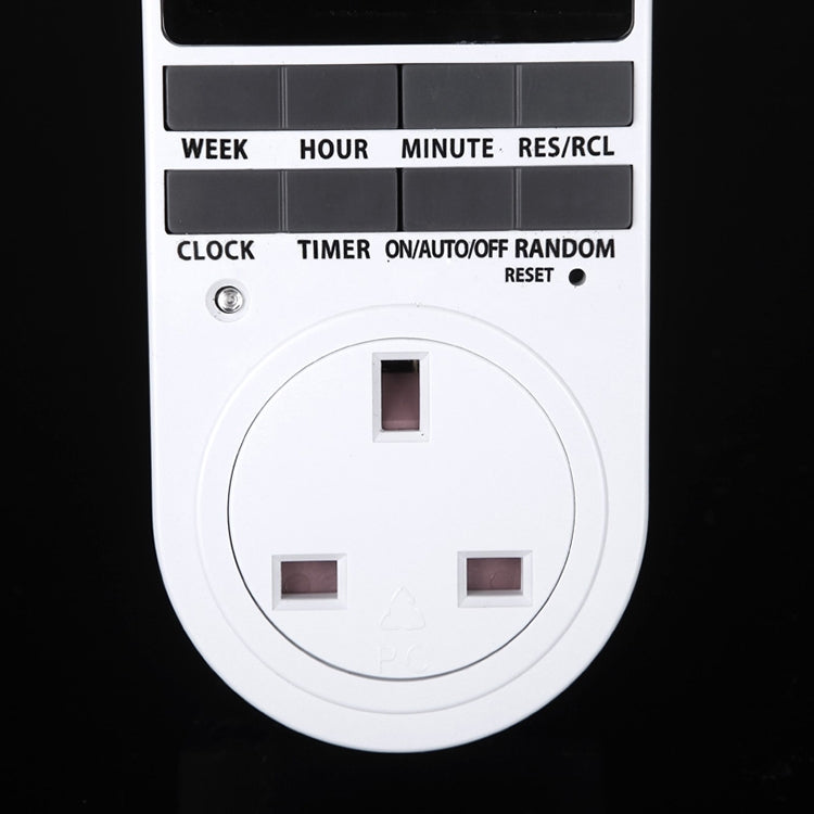 Reloj con pantalla LCD enchufable para hogar inteligente, CA de 230V, función de horario de verano, 12/24 horas, interruptor con temporizador cambiable, enchufe para Reino Unido, AC 230V UK Plug