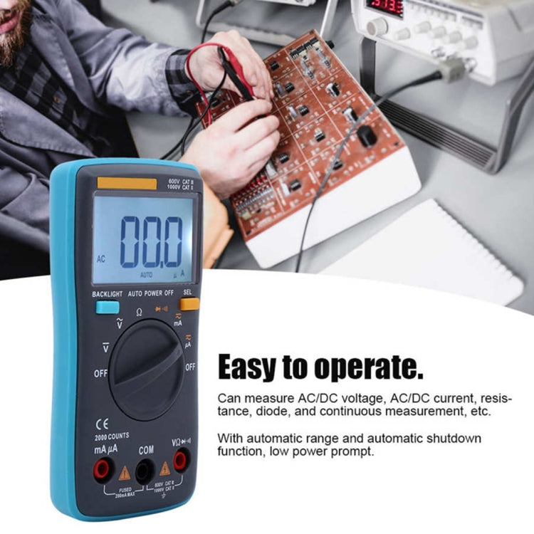 Multímetro Digital portátil ZT98 CAT III 600V, medidor de voltaje de corriente CA/CC con retroiluminación de 2000 recuentos con pantalla LCD y soporte, ZT98