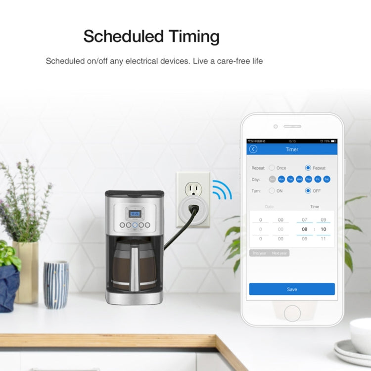 SA-003 10A Mini WiFi Plug Timing Smart Socket funciona con Alexa y Google Home, CA 100-240V, enchufe de EE. UU., SA-003