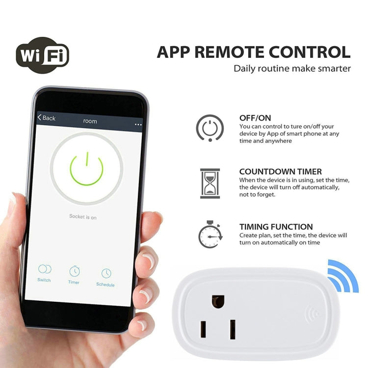 JH-G09U 15A 2,4 GHz WiFi Control Hubless Smart Home Power Socket funciona con Alexa y Google Home, AC 100-240V, enchufe de EE. UU., JH-G09U