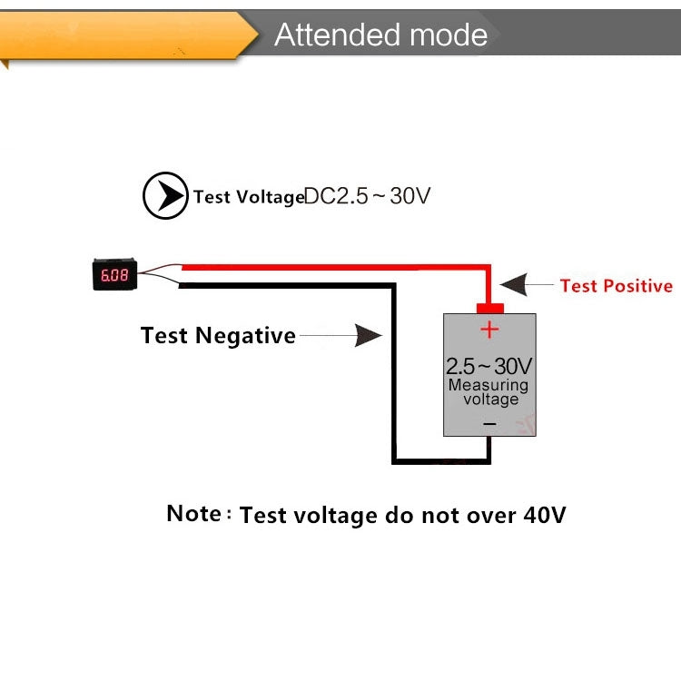 Medidor de voltaje digital ajustable de 2 cables de 10 piezas de 0,28 pulgadas, pantalla de luz de color, voltaje de medida: CC 2,5-30 V