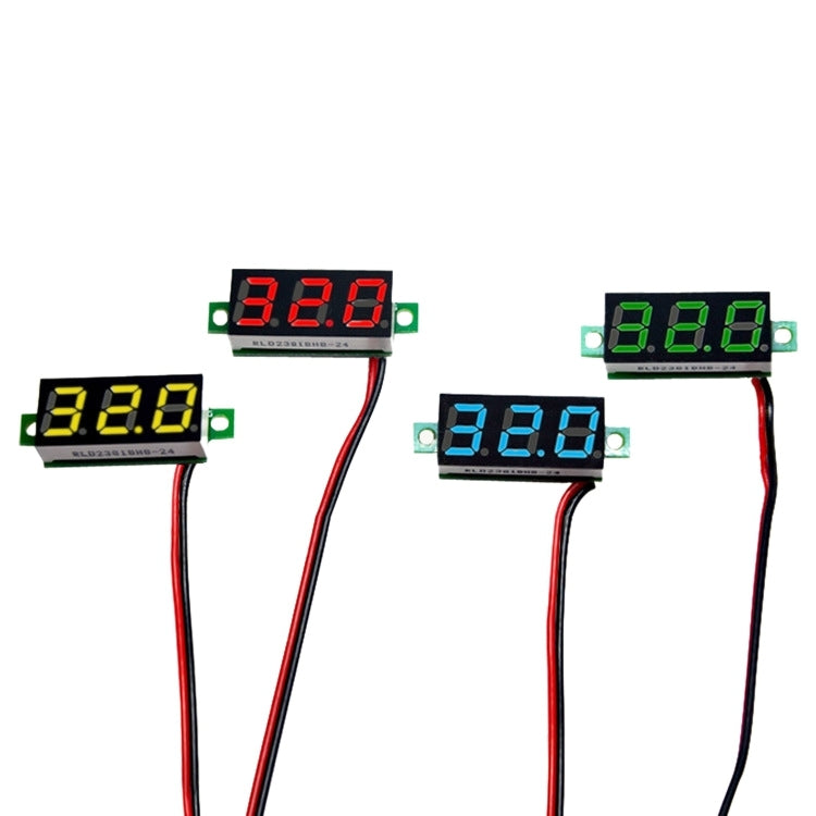Medidor de voltaje digital ajustable de 2 cables de 10 piezas de 0,28 pulgadas, pantalla de luz de color, voltaje de medida: CC 2,5-30 V