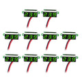 Medidor de voltaje digital de 2 cables de 10 piezas de 0,36 pulgadas, pantalla de luz de color, voltaje de medida: CC 2,5-30 V