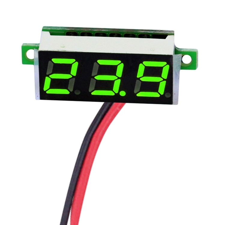 Medidor de voltaje digital de 2 cables de 10 piezas de 0,36 pulgadas, pantalla de luz de color, voltaje de medida: CC 2,5-30 V