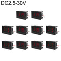 Medidor de voltaje digital de 2 cables de 10 piezas de 0,36 pulgadas con carcasa, pantalla de luz de color, voltaje de medida: CC 2,5-30 V