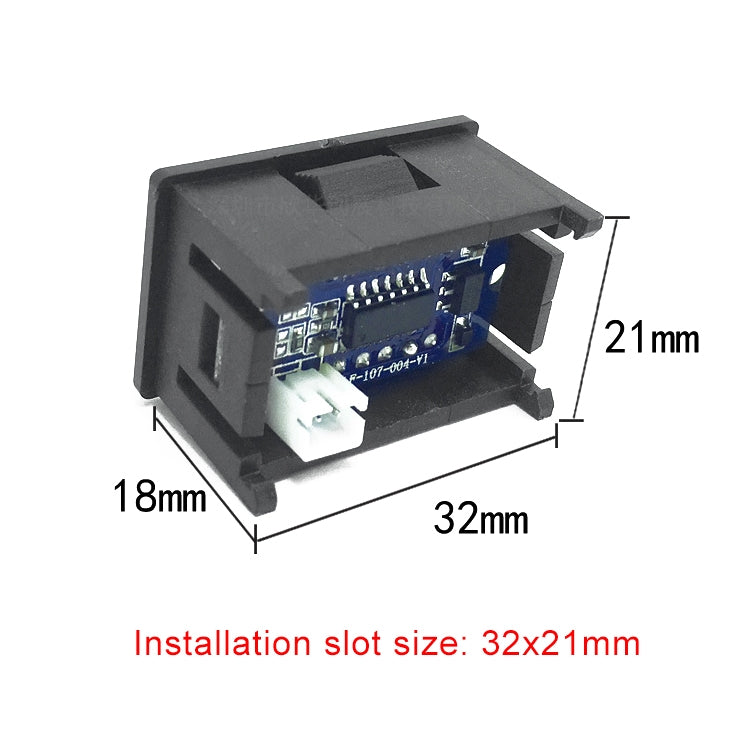 Medidor de voltaje digital de 3 cables de 10 piezas de 0,36 pulgadas con carcasa, pantalla de luz de color, voltaje de medida: CC 0-100 V