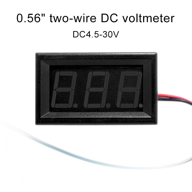 Medidor de voltaje digital de 2 cables de soldadura de 10 piezas de 0,56 pulgadas con carcasa, pantalla de luz de color, voltaje de medida: CC 4,5-30 V