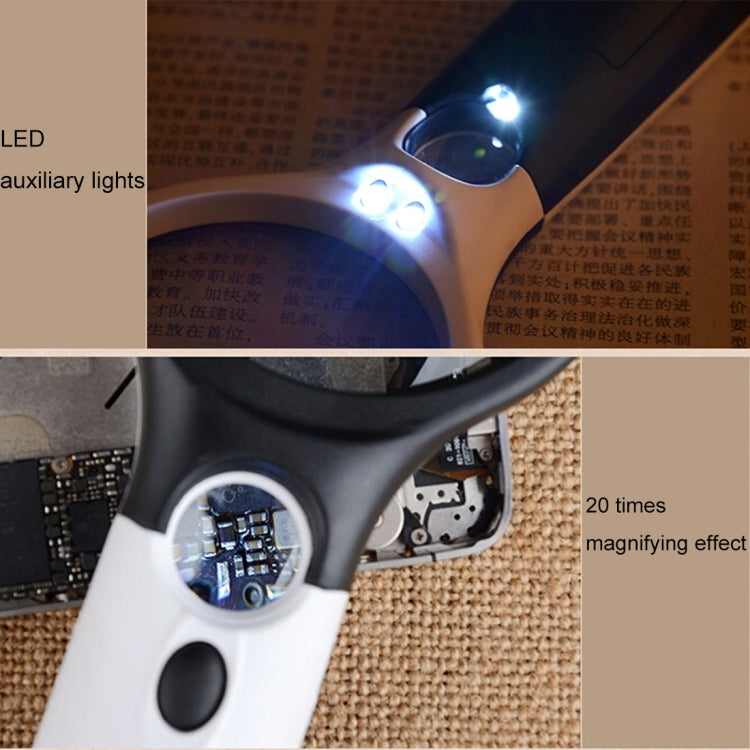 Mini portátil 3-45X de mano (negro), 3 LED Black, 3 LED White, 3 LED