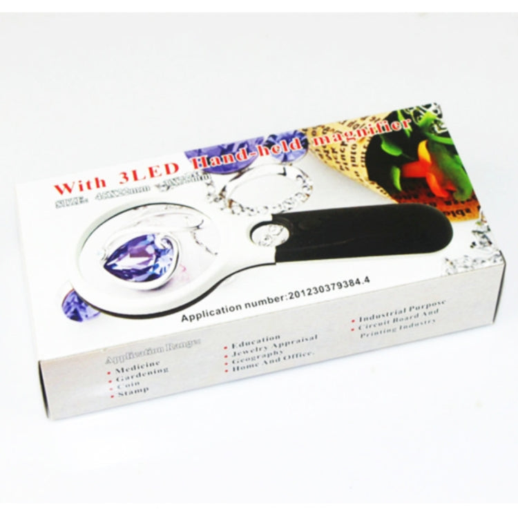 Mini portátil 3-45X de mano (negro), 3 LED Black, 3 LED White, 3 LED