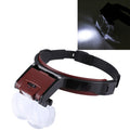 Lupa de cabeza de lectura de odontología de mantenimiento ajustable multifunción con 2 luces LED y 4 lentes (1,7X, 2X, 2,5X, 4X), 5 Lens 1.0X-3.5X  (Black)