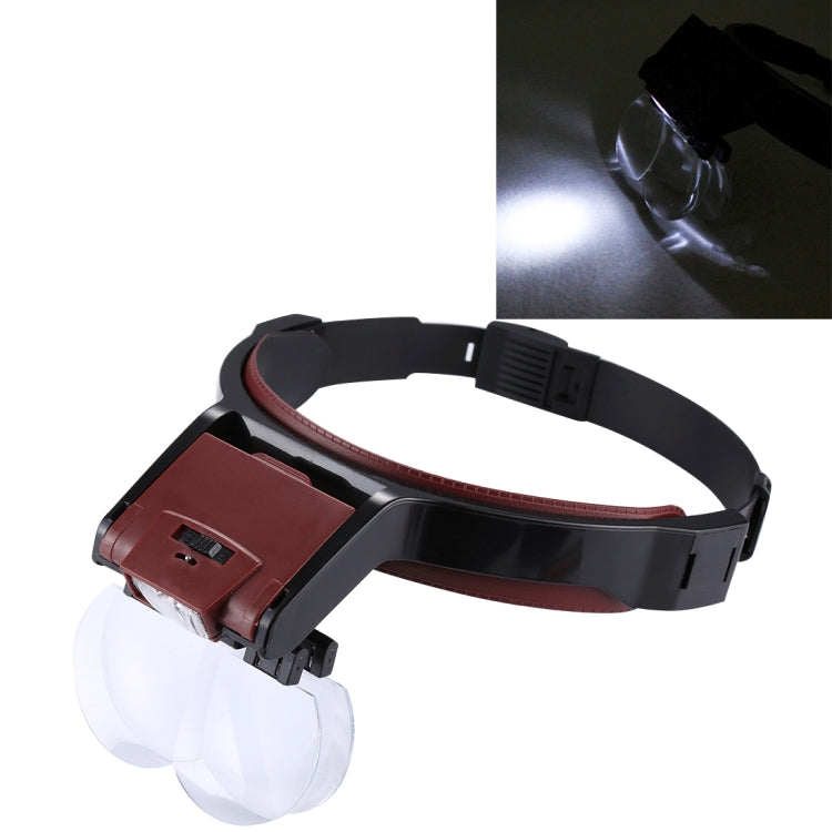 Lupa de cabeza de lectura de odontología de mantenimiento ajustable multifunción con 2 luces LED y 4 lentes (1,7X, 2X, 2,5X, 4X), 5 Lens 1.0X-3.5X  (Black)