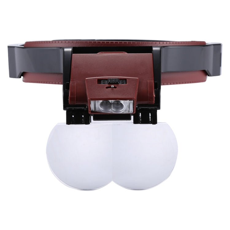 Lupa de cabeza de lectura de odontología de mantenimiento ajustable multifunción con 2 luces LED y 4 lentes (1,7X, 2X, 2,5X, 4X), 5 Lens 1.0X-3.5X  (Black)