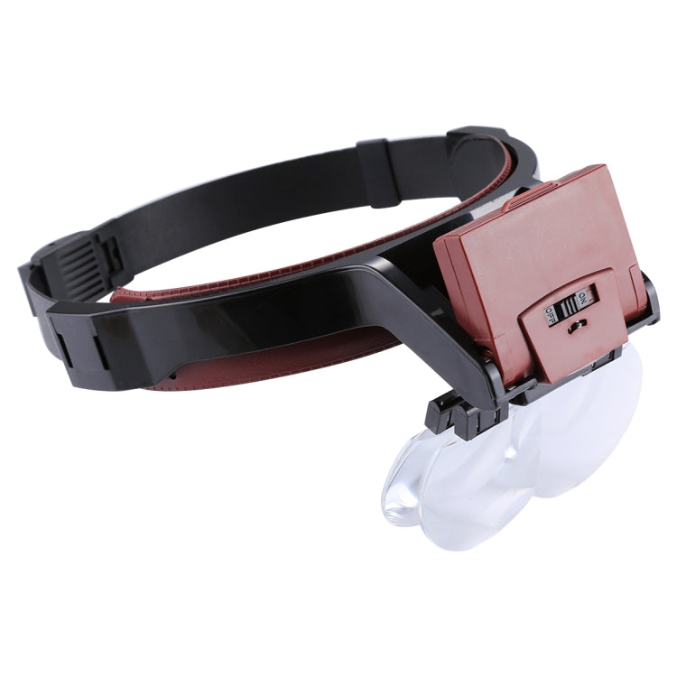 Lupa de cabeza de lectura de odontología de mantenimiento ajustable multifunción con 2 luces LED y 4 lentes (1,7X, 2X, 2,5X, 4X), 5 Lens 1.0X-3.5X  (Black)