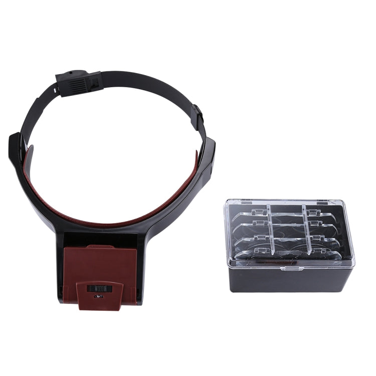 Lupa de cabeza de lectura de odontología de mantenimiento ajustable multifunción con 2 luces LED y 4 lentes (1,7X, 2X, 2,5X, 4X), 5 Lens 1.0X-3.5X  (Black)