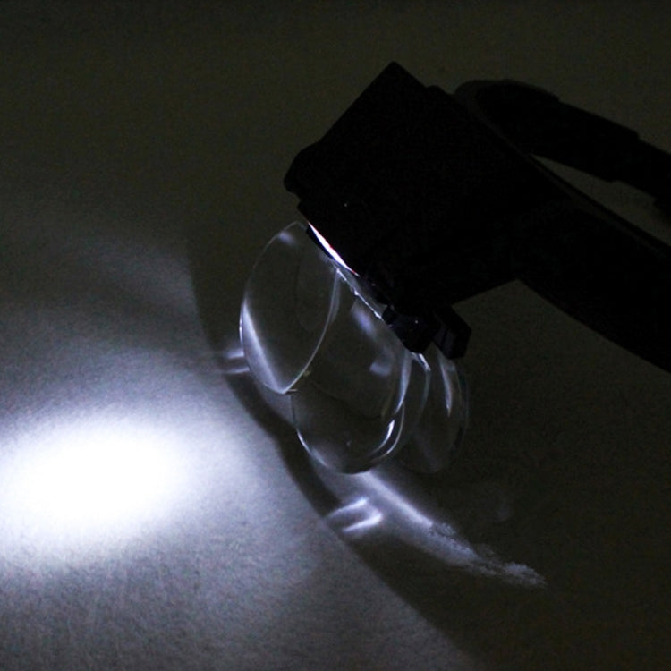 Lupa de cabeza de lectura de odontología de mantenimiento ajustable multifunción con 2 luces LED y 4 lentes (1,7X, 2X, 2,5X, 4X), 5 Lens 1.0X-3.5X  (Black)